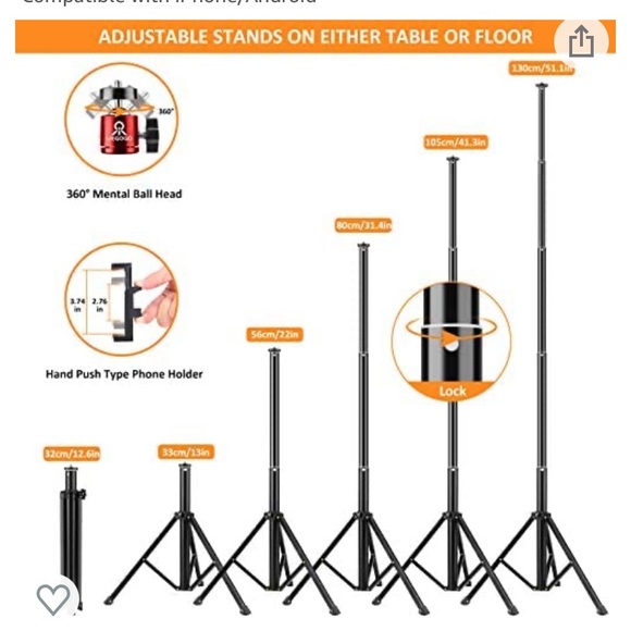 10in LED Ring light and stands - Picture 3 of 7
